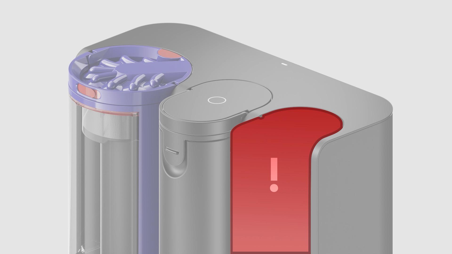 The Dyson Spot+Scrub Ai docking station’s clean water tank.