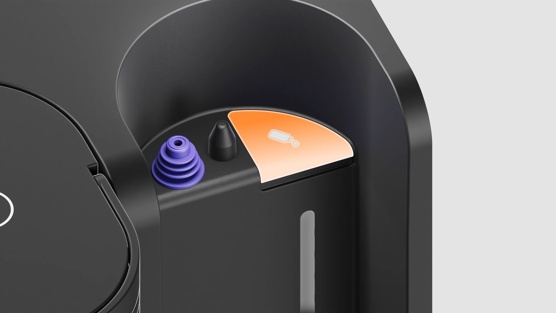 The Dyson Spot+Scrub Ai docking station’s cleaning solution reservoir.