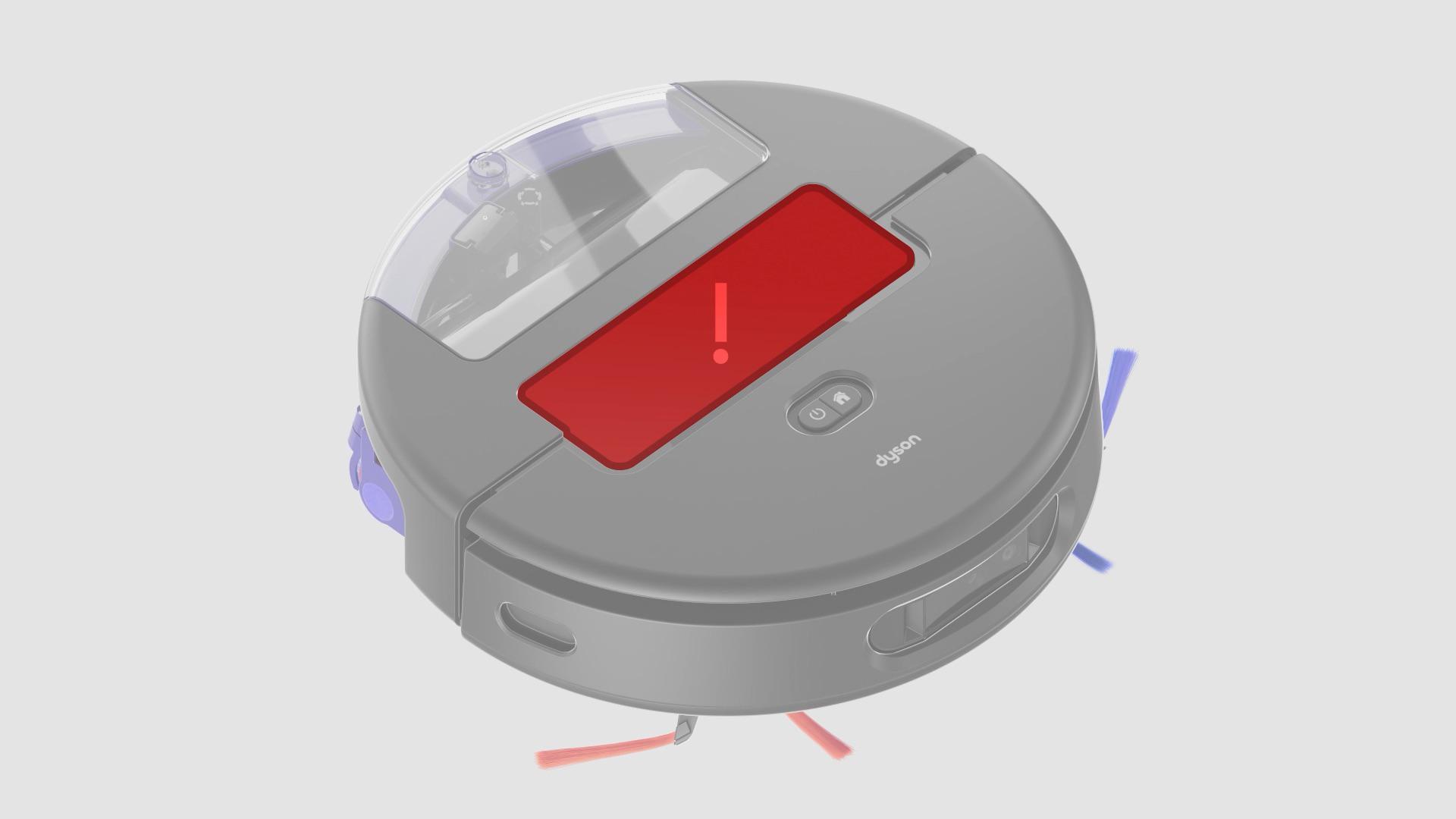 The Dyson Spot+Scrub Ai robot vacuum with the dry bin highlighted.