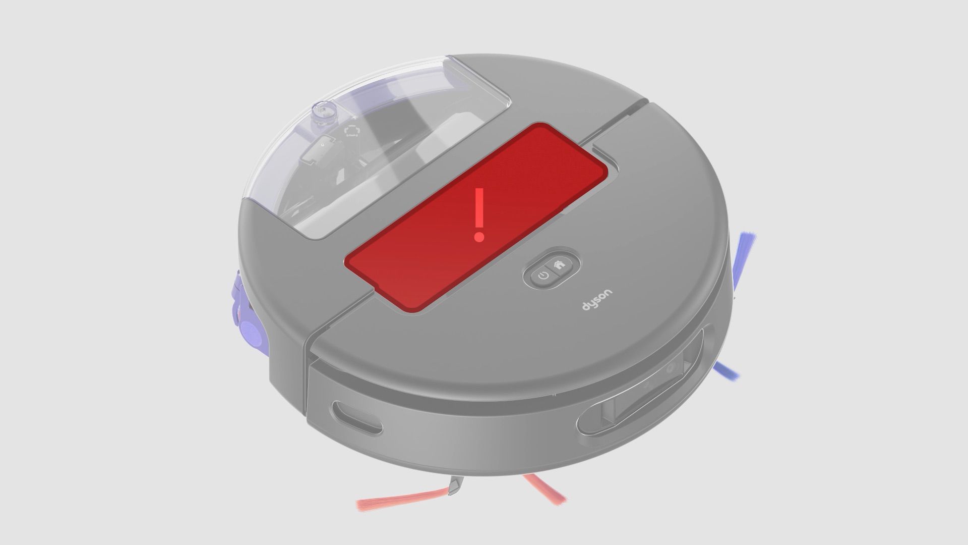 The Dyson Spot+Scrub Ai robot vacuum with the dry bin highlighted.