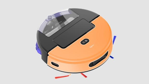 Senzorii de coliziune ai aspiratorului robot Dyson Spot+Scrub Ai sunt evidențiați.