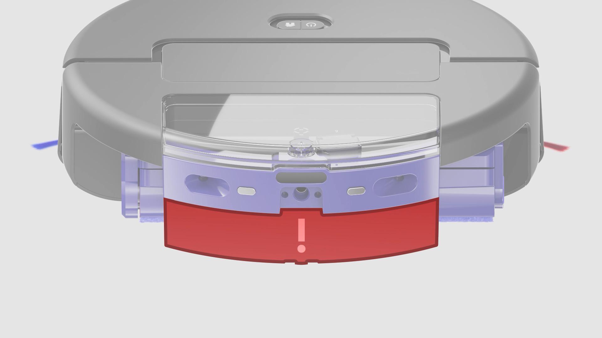 The Dyson Spot+Scrub Ai robot vacuum’s dirty water tank highlighted.