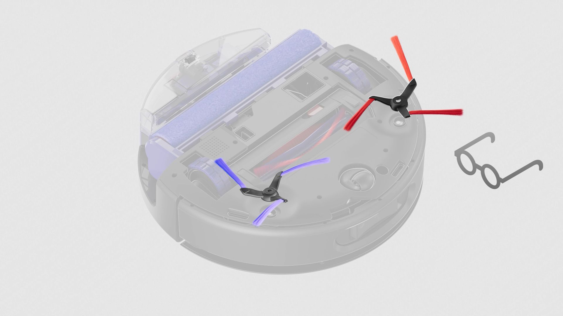 The Dyson Spot+Scrub Ai robot vacuum’s side sweepers.