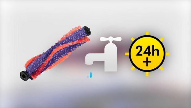 브러시바와 수도꼭지 및 24시간 아이콘.