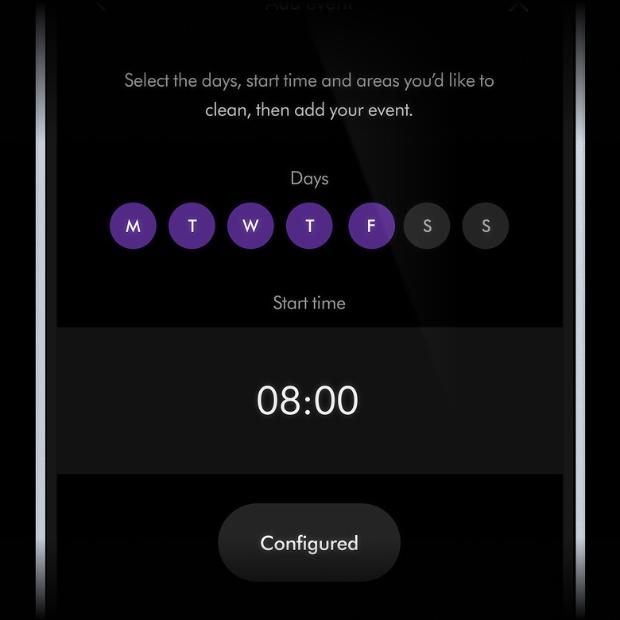A schedule is set up on the MyDyson app.