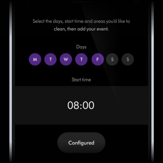 A schedule is set up on the MyDyson app.