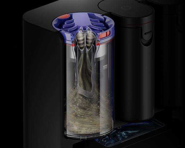 The Dyson Cyclonic dock storing dry debris.