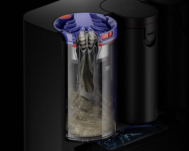 The Dyson Cyclonic dock storing dry debris.