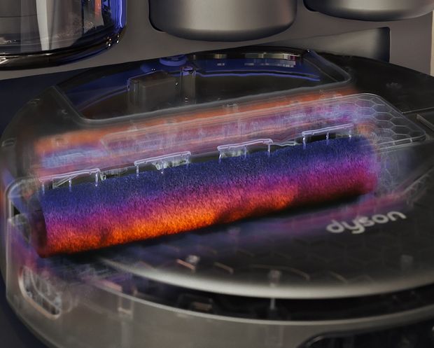 The Dyson Cyclonic dock cleans the roller with water heated to 60 degrees Celsius.