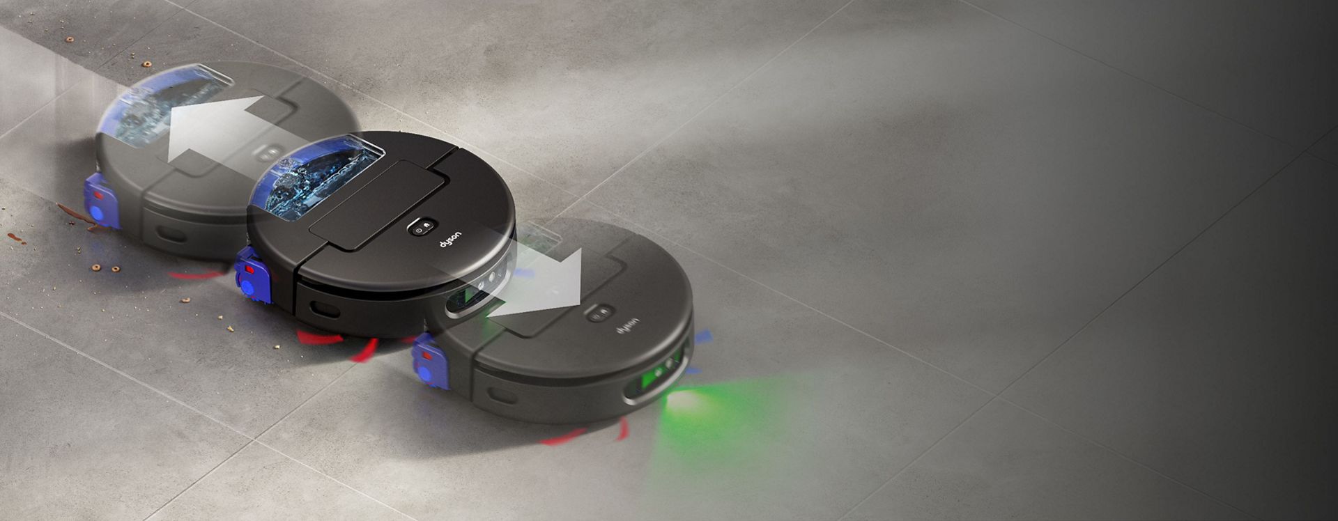 The Dyson Spot+Scrub Ai robot vacuum passes over a stubborn stain multiple times to ensure a complete clean.