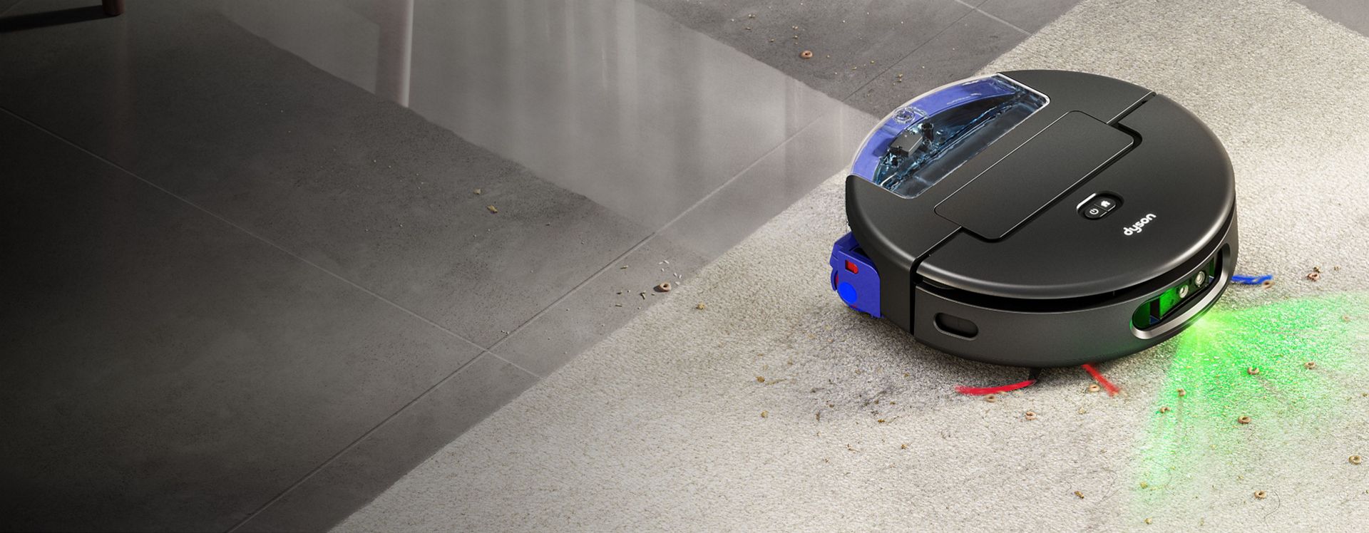 The Dyson Spot+Scrub Ai robot vacuum adapts to clean between hard floors and carpets.