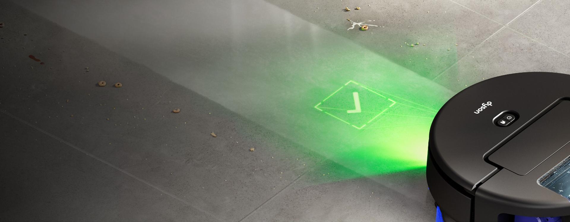 The Dyson Spot+Scrub Ai robot vacuum checks to ensure the floor is completely clean before moving on.