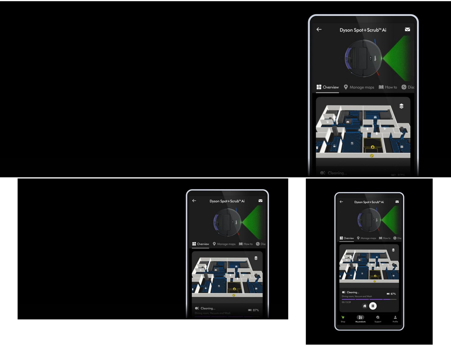 The Dyson Spot+Scrub Ai robot vacuum seen on the MyDyson app.