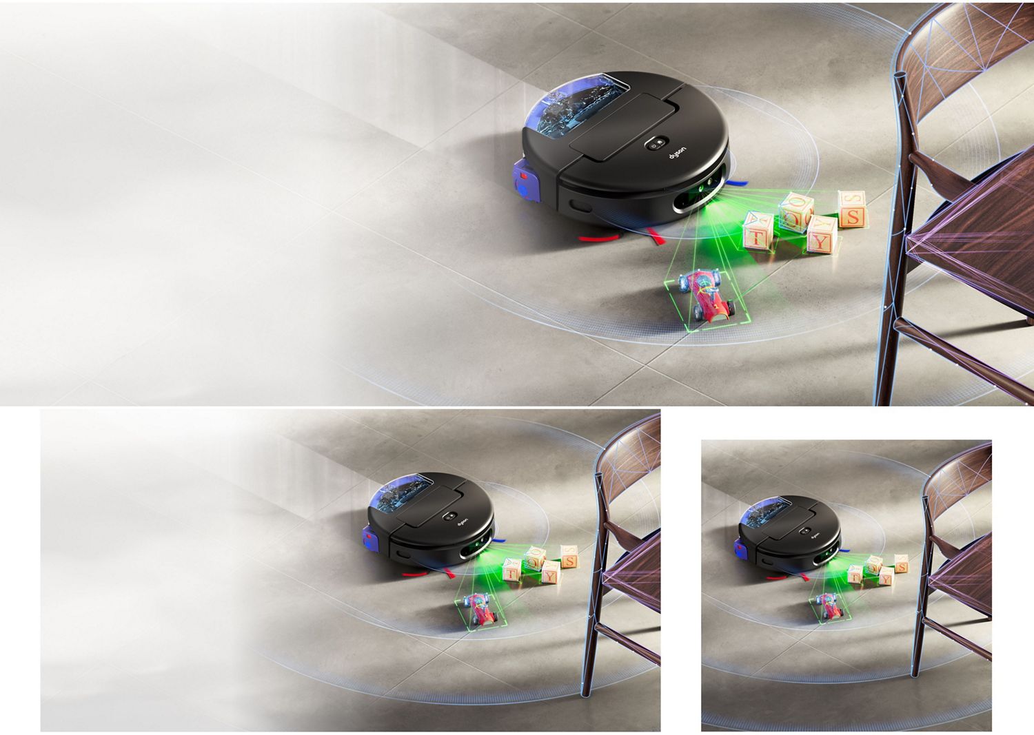 The Dyson Spot+Scrub Ai robot vacuum spots and avoids obstructions using LiDAR technology.