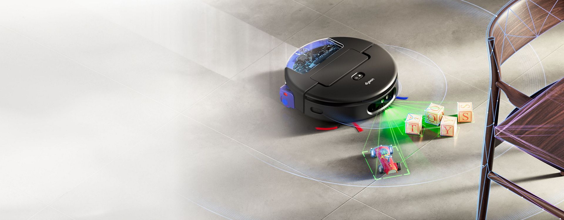 The Dyson Spot+Scrub Ai robot vacuum spots and avoids obstructions using LiDAR technology.
