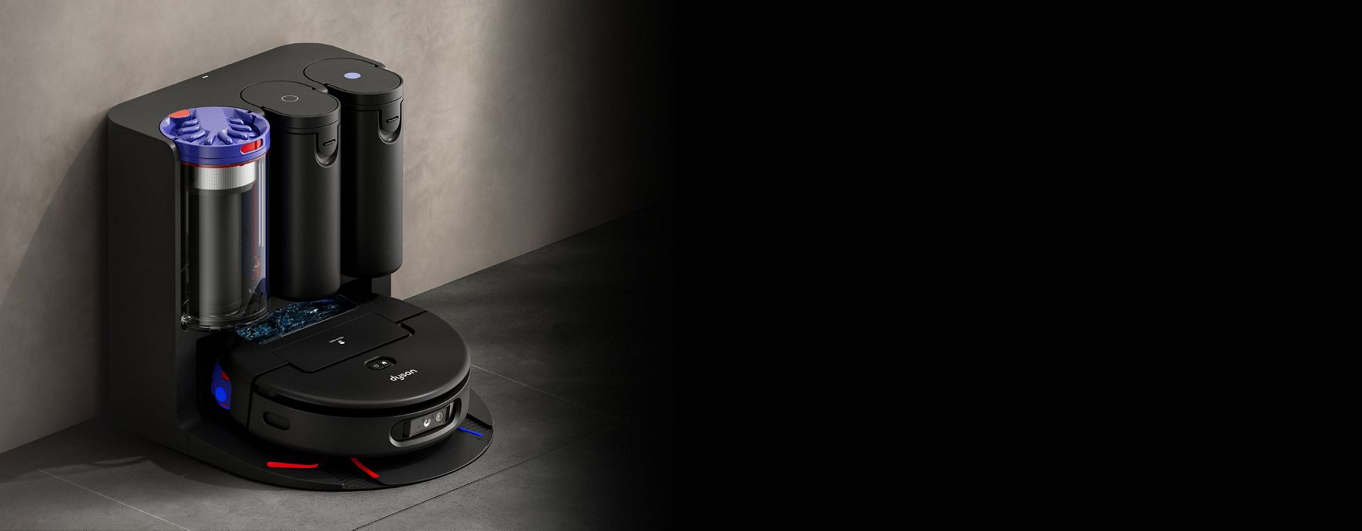 لقطة توضيحية تعرض الفرازات المخروطية داخل وحدة الإرساء ذات الفرازة المخروطية من Dyson.