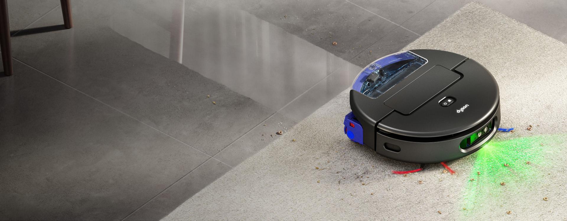 The Dyson Spot+Scrub Ai robot vacuum adapts to clean between hard floors and carpets.
