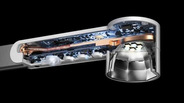 Raio-X da tecnologia de arrefecimento Heat Pipe no interior do candeeiro de trabalho Dyson Lightcycle