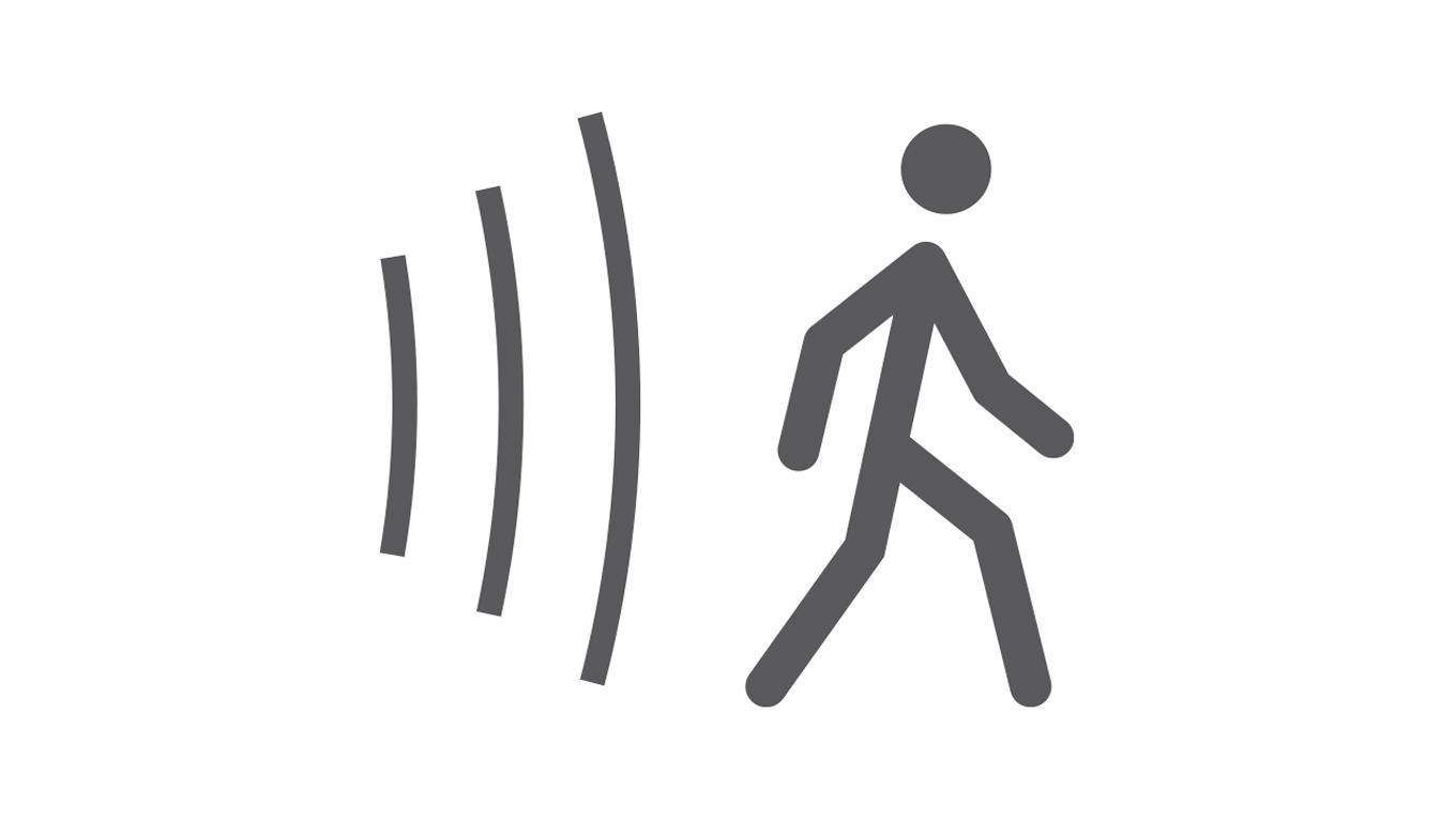Sensor shown detecting a person moving.