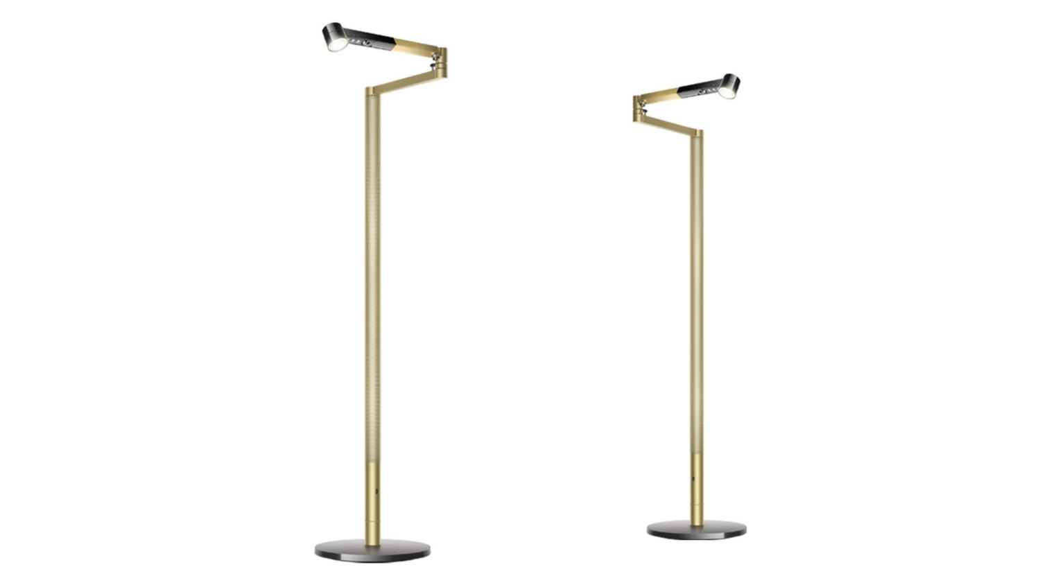 Two Dyson Solarcycle Morph floor lighs shown together.