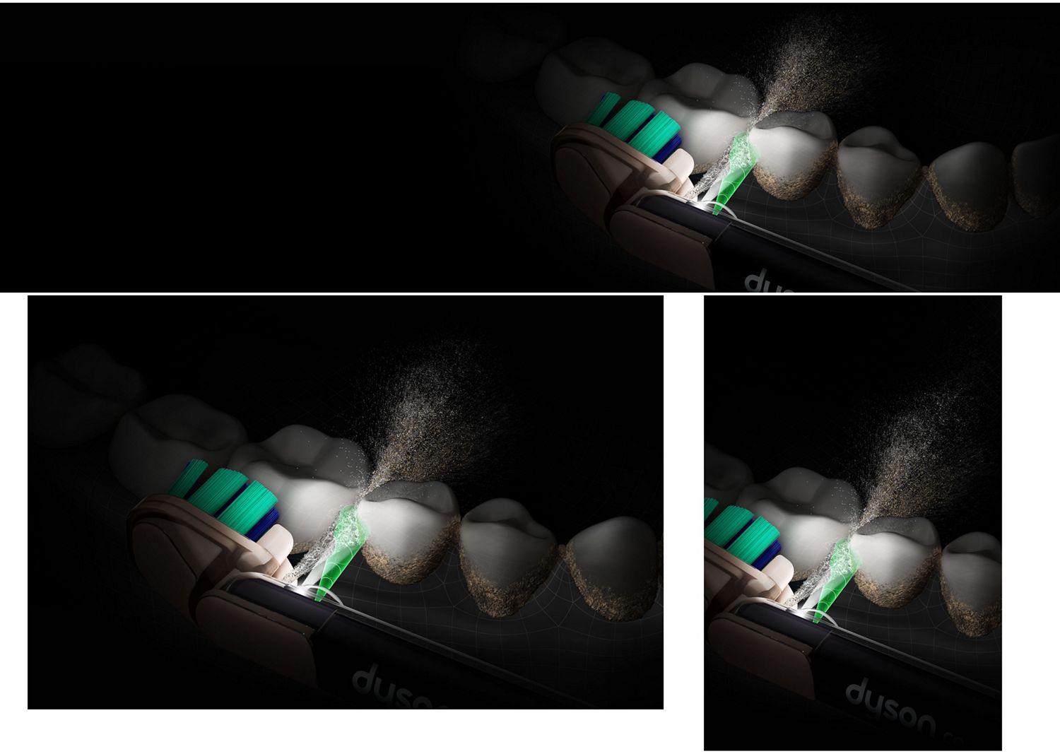 Dyson CameraJet toothbrush jets liquid into the gaps between teeth.
