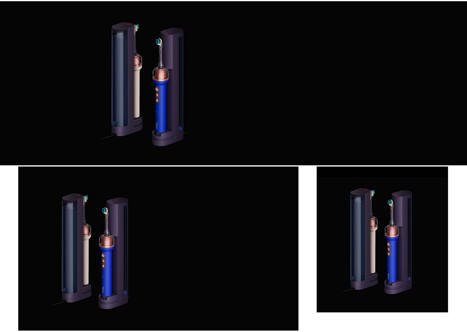 The Dyson CameraJet toothbrush and refill dock.