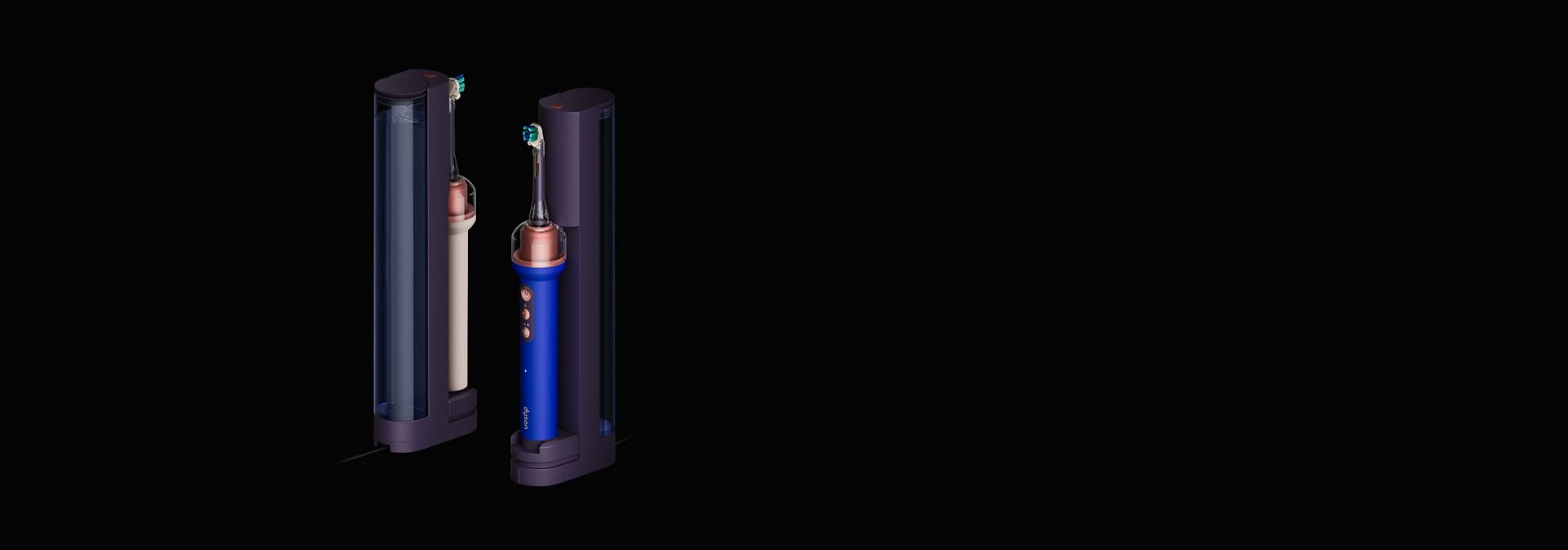 The Dyson CameraJet toothbrush and refill dock.