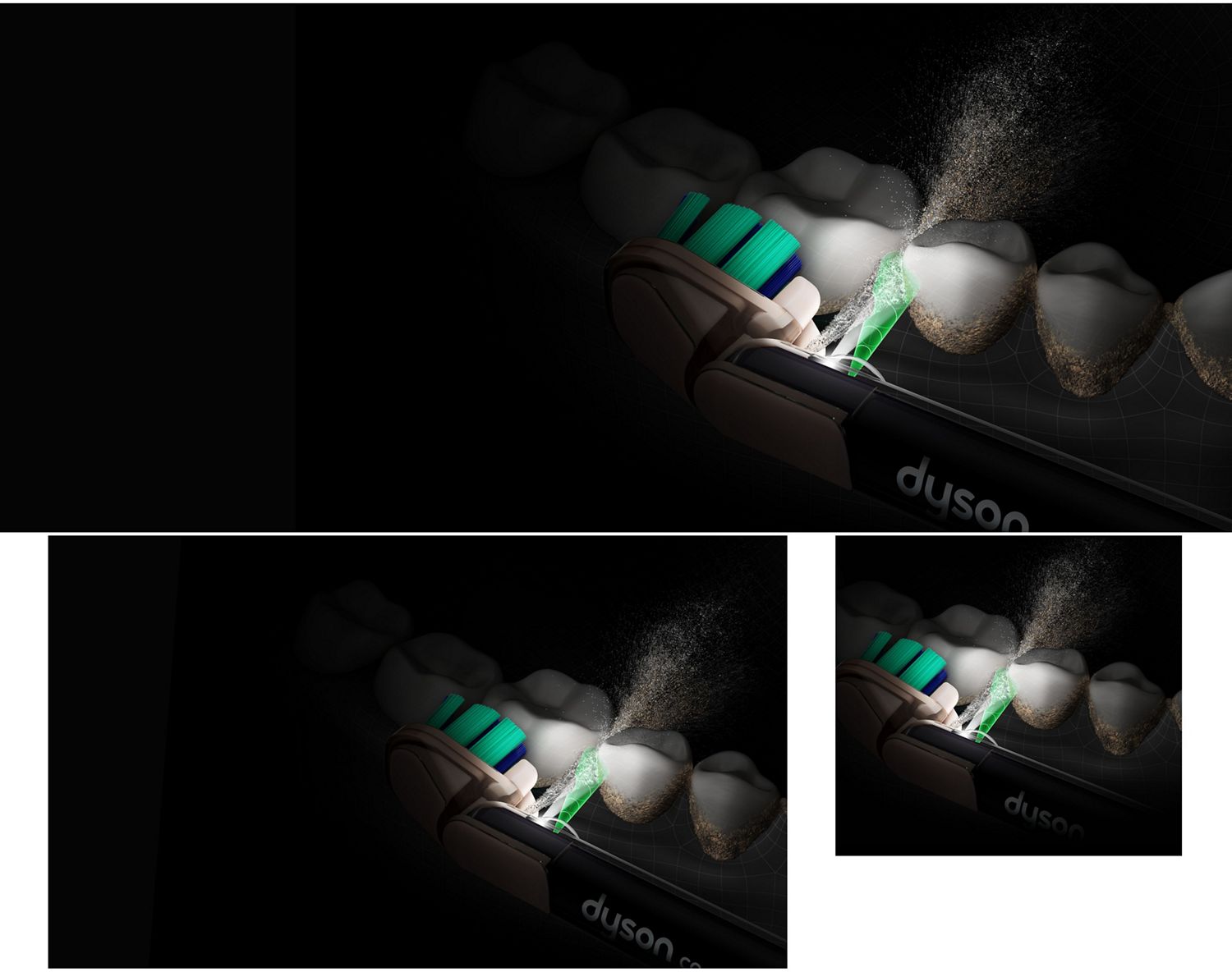 Dyson CameraJet toothbrush used to precisely floss between teeth.