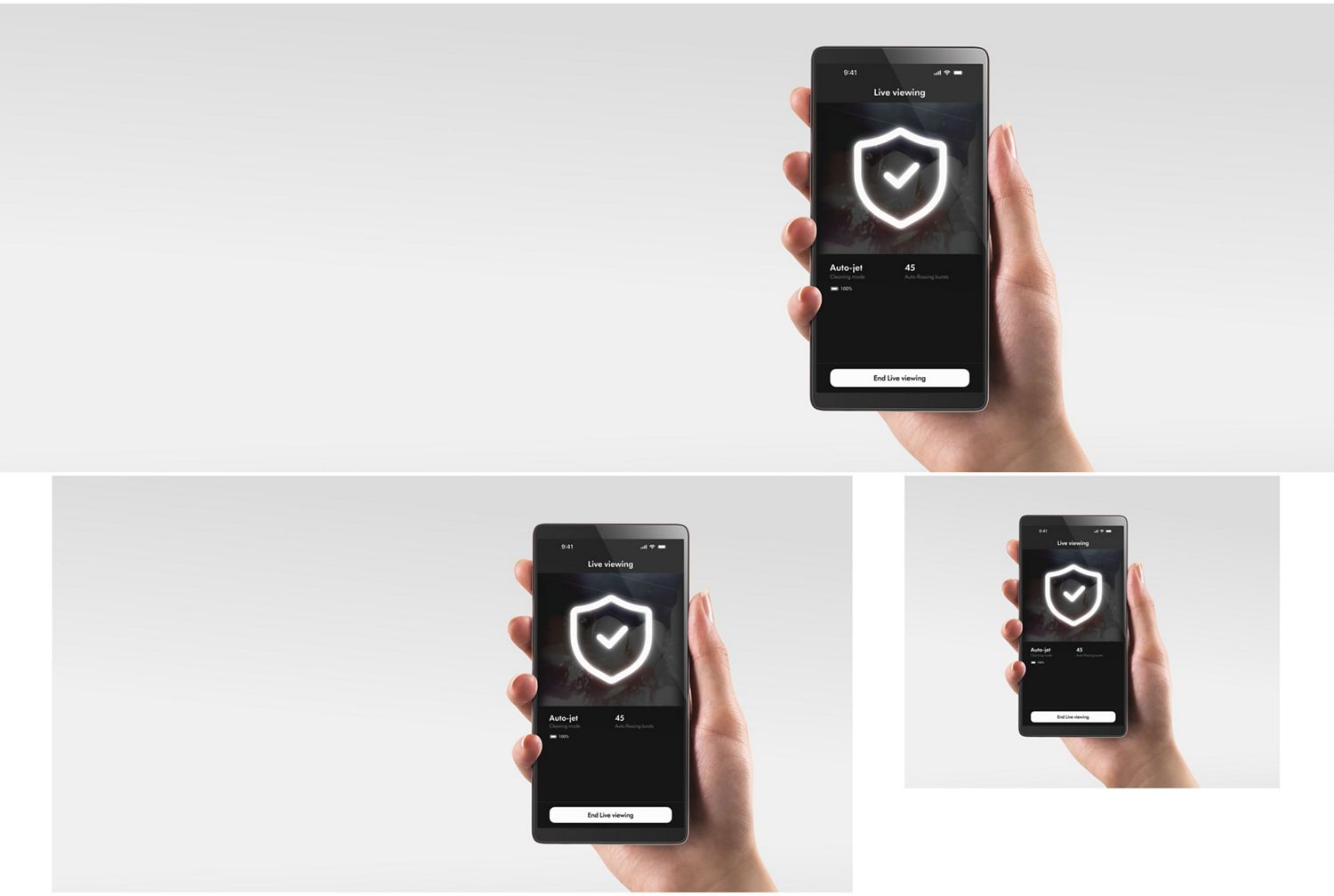 Phone showing the MyDyson app with a Shield icon overlaid.