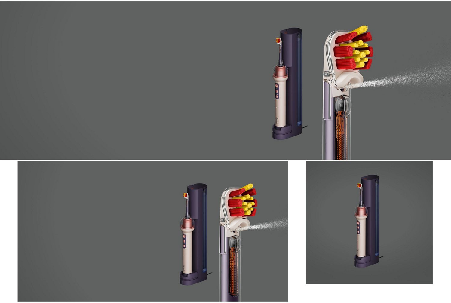 Dyson CameraJet toothbrush in its dock.