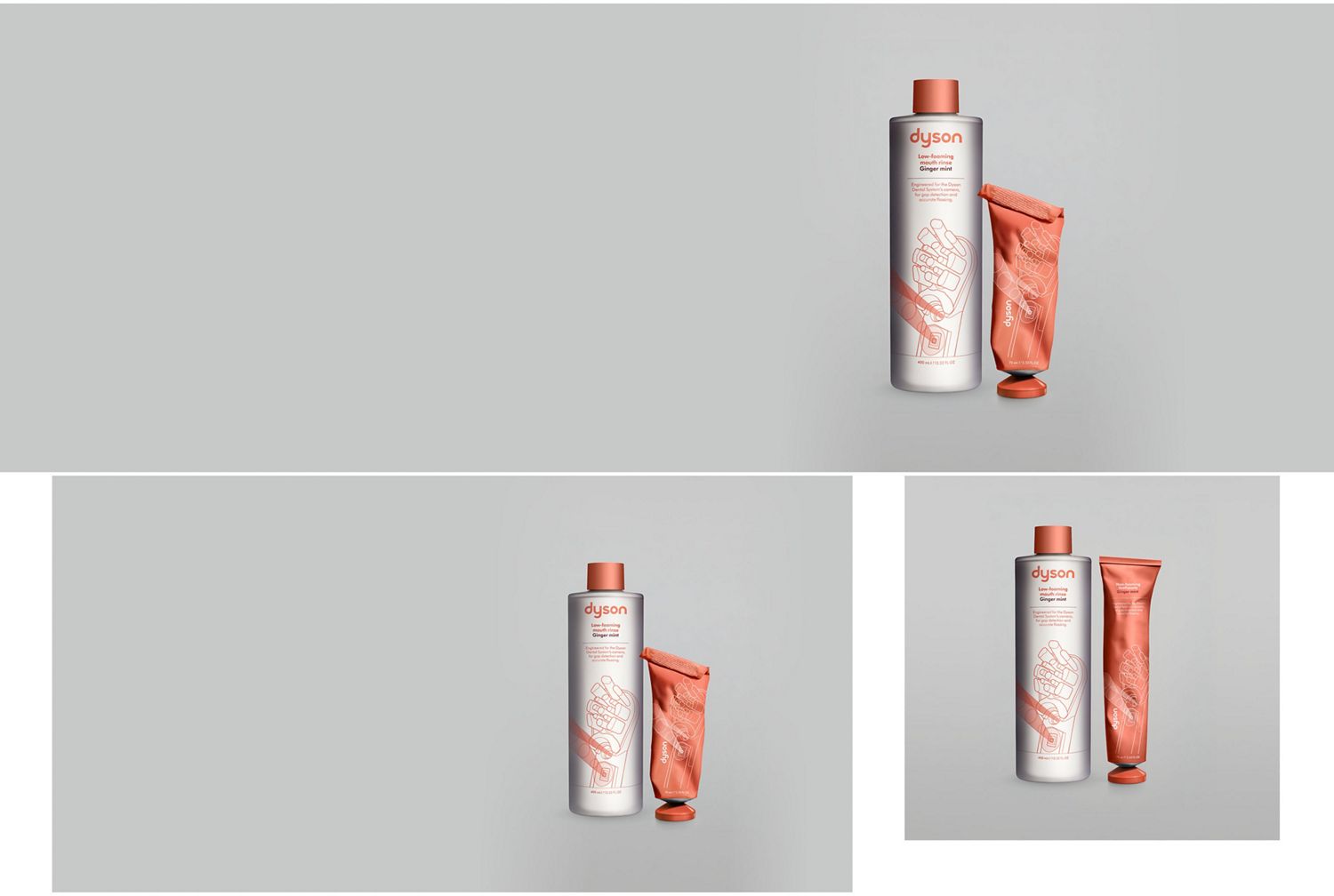 Dyson Ginger mint toothpaste and mouth rinse.