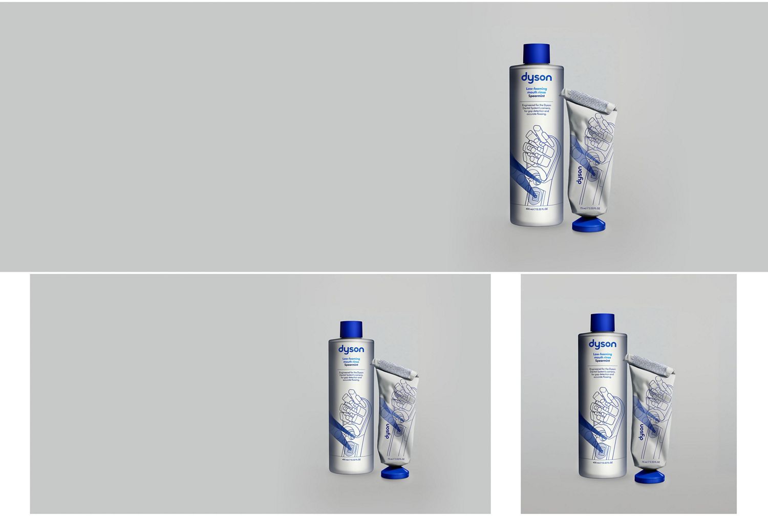 Dyson Spearmint toothpaste and mouth rinse.