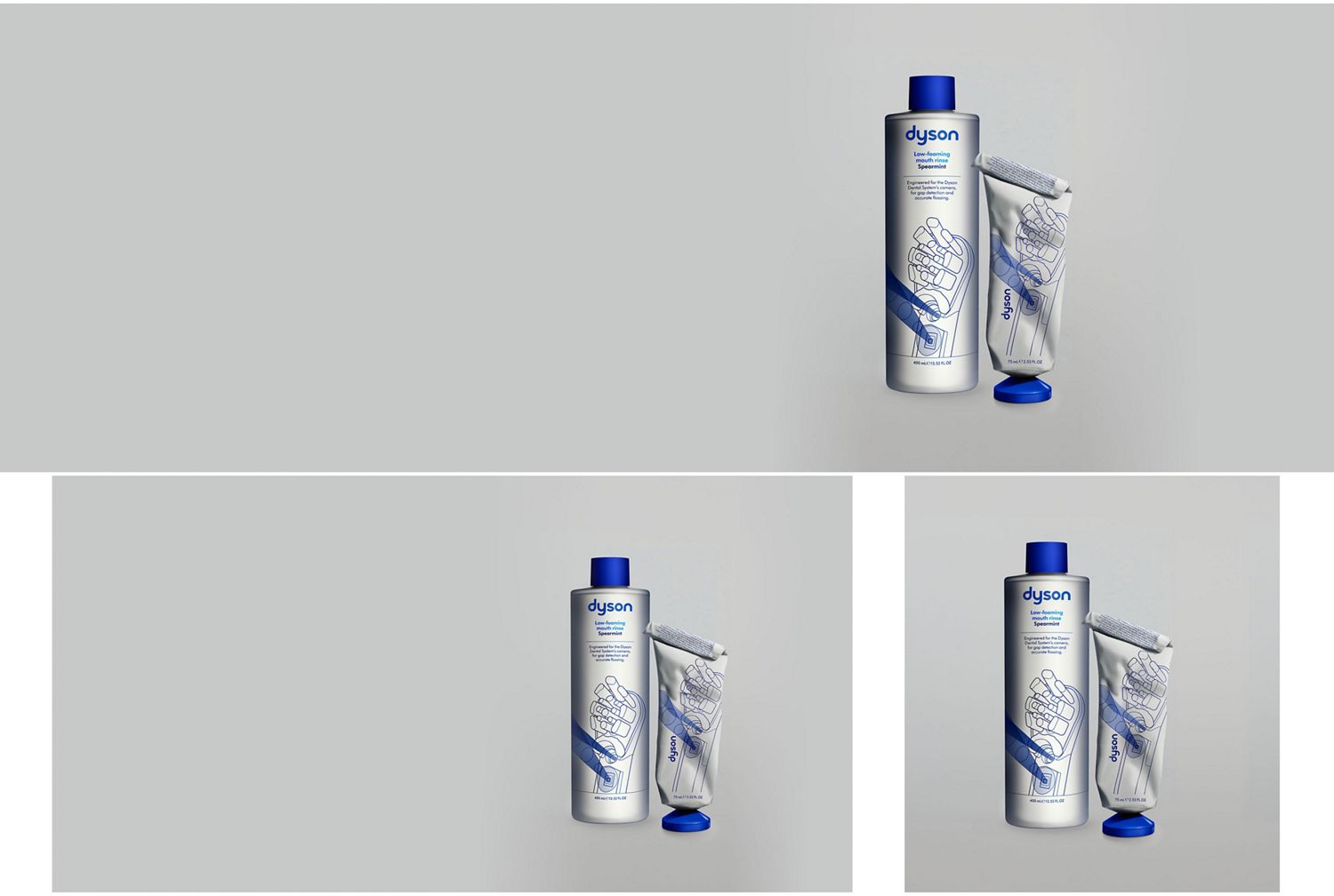 Dyson Spearmint toothpaste and mouth rinse.
