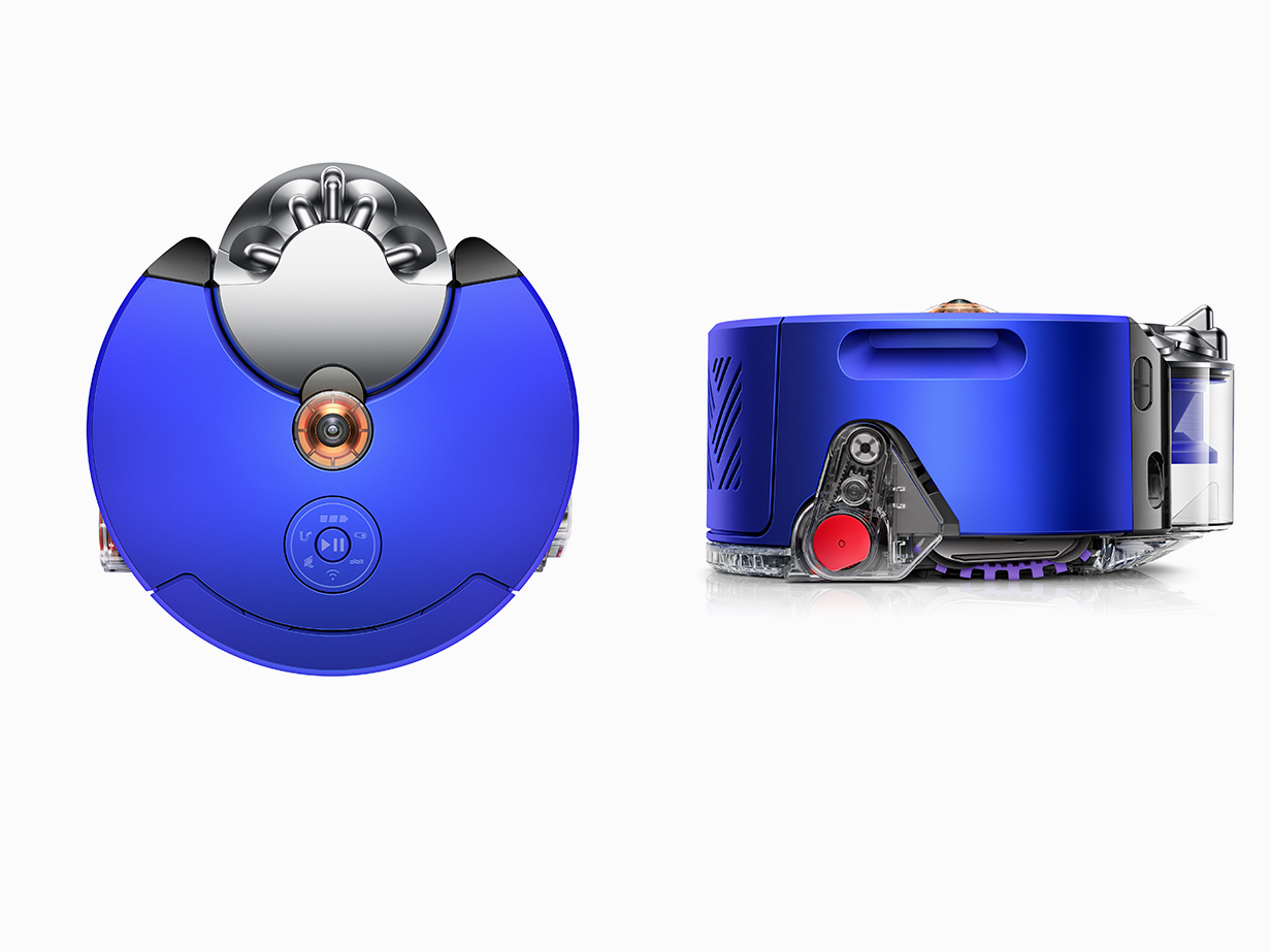 Vista superior e perfil lateral do aspirador robot Dyson 360 Heurist