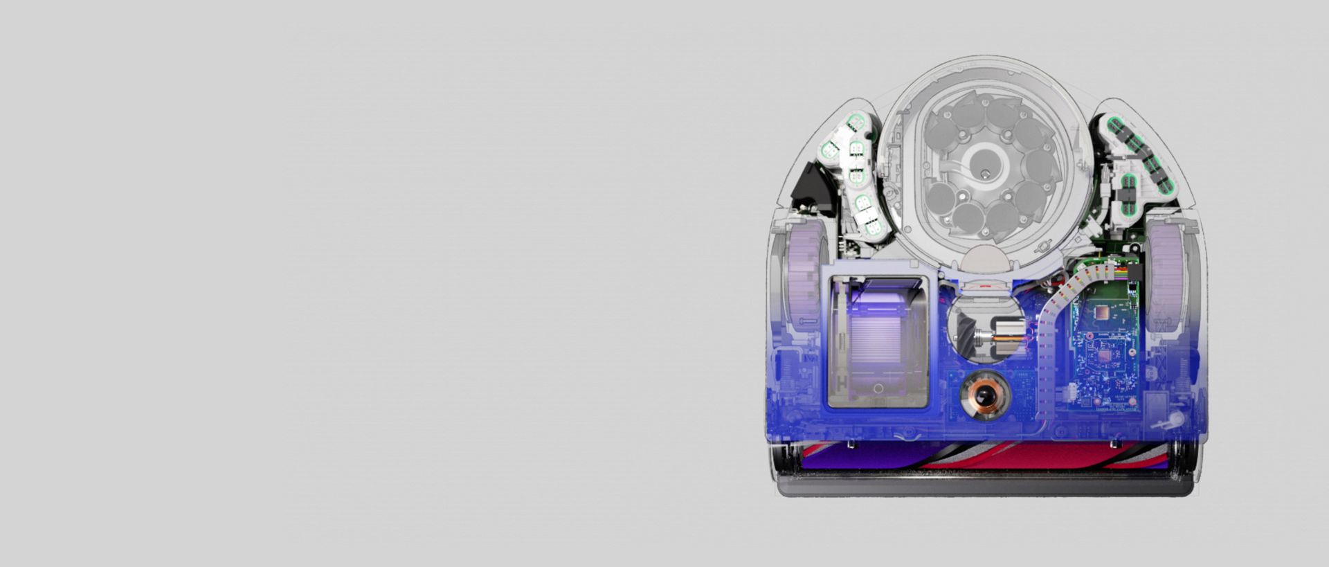 Dyson 360 Vis Nav™ robotstøvsugeren sett ovenfra.