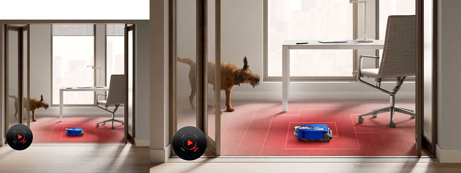 Dyson 360 Vis Nav robot cleaning in Boost mode