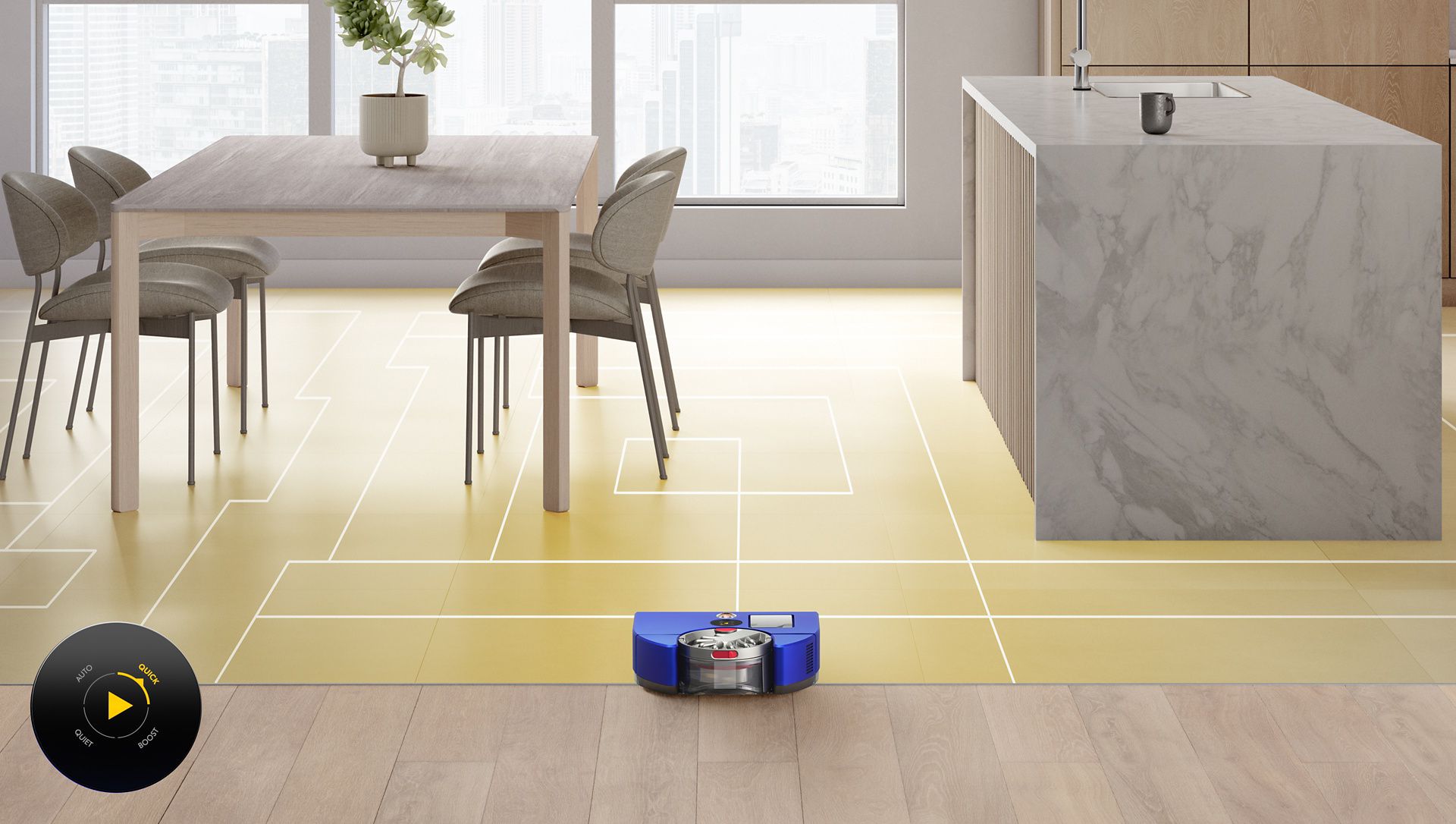 Dyson 360 Vis Nav robot cleaning in Quick mode