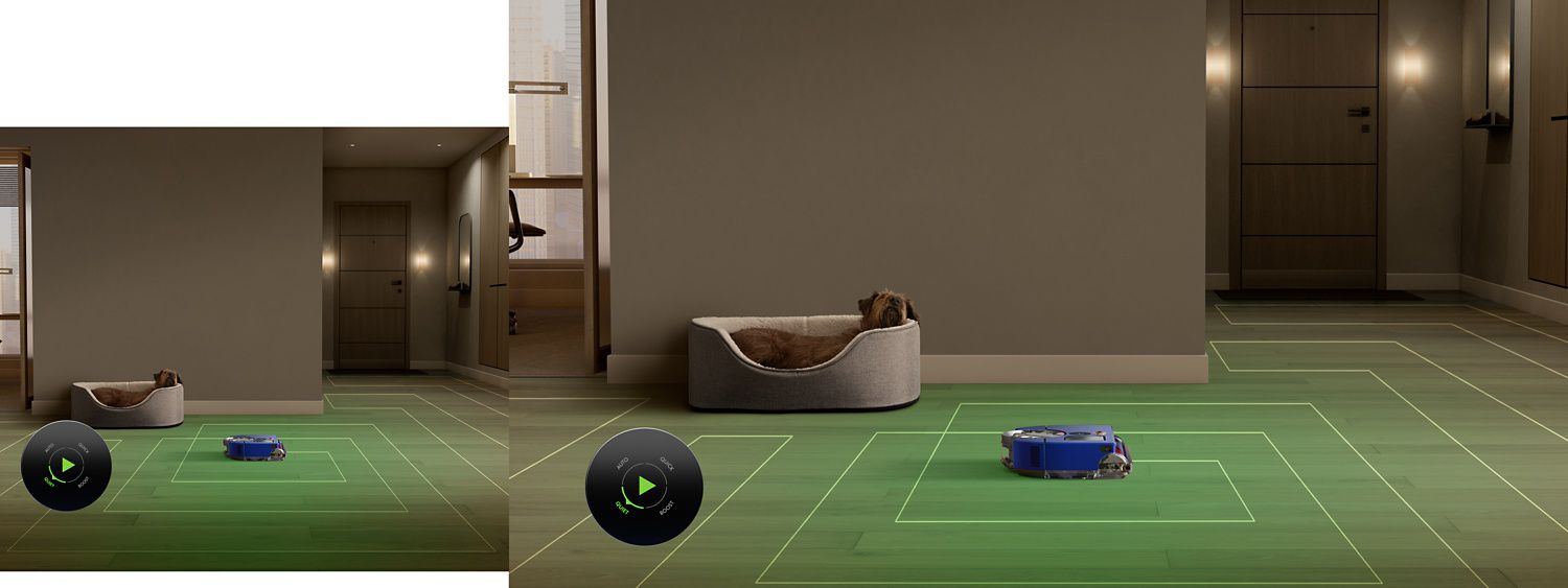 Dyson 360 Vis Nav robot cleaning in Quiet mode
