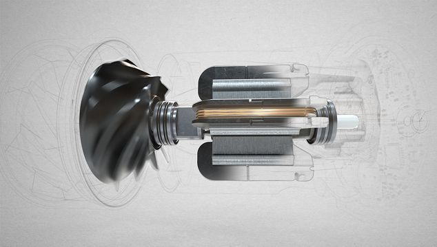 Animierte Schnittdarstellung des Dyson Hyperdymium Motors.