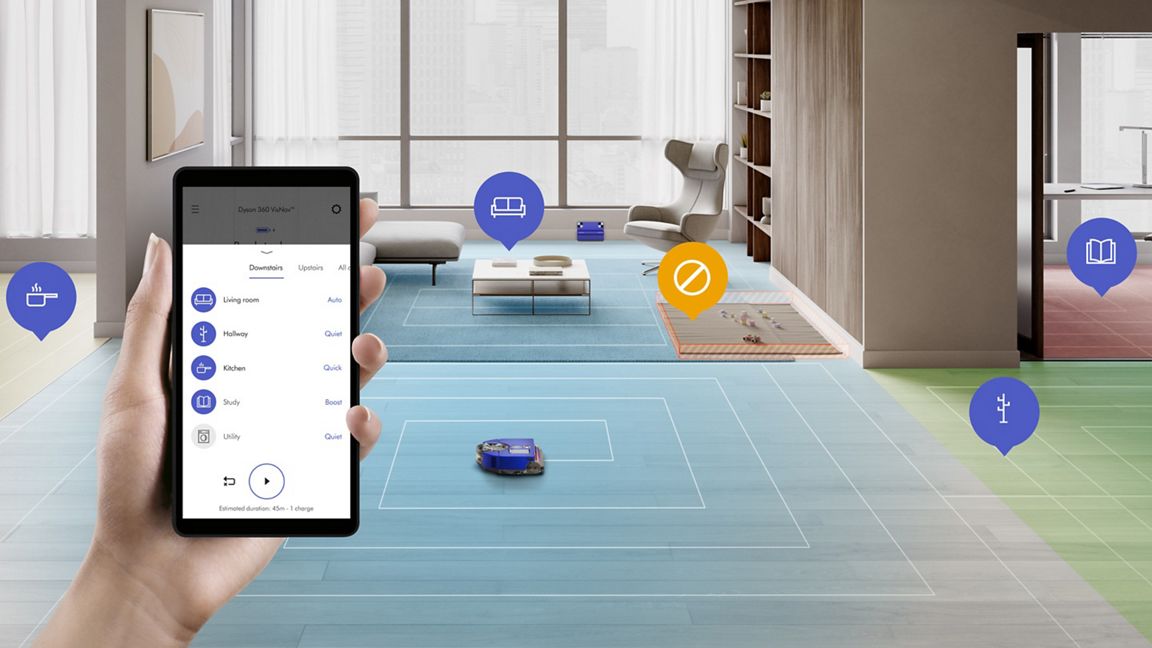 Dyson 360 Vis Nav robot vacuum app connectivity interface
