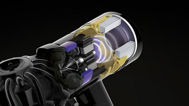 Ilustração do controlo acústico avançado do aspirador sem fios Dyson V8.