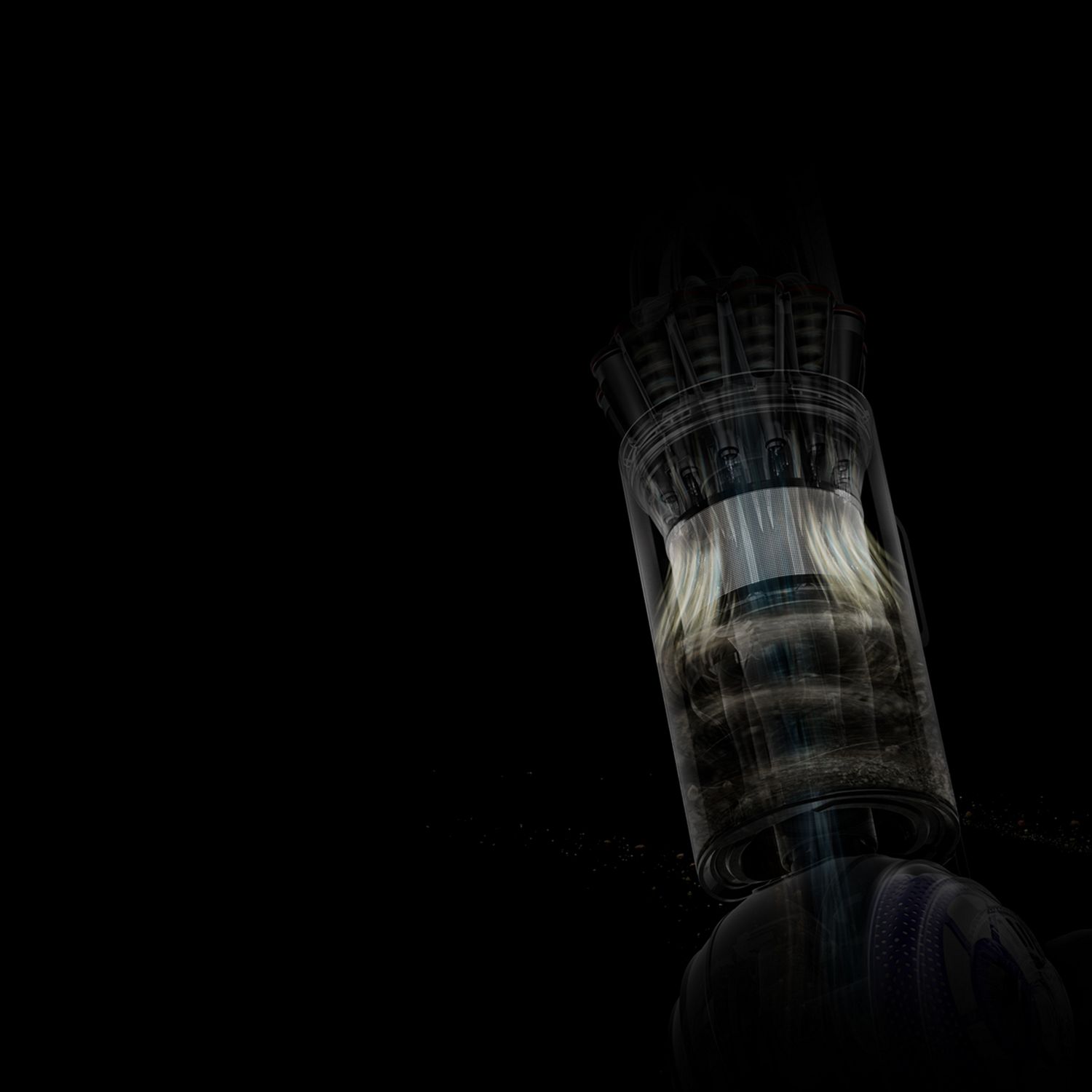 Cutaway of metal mesh filter.