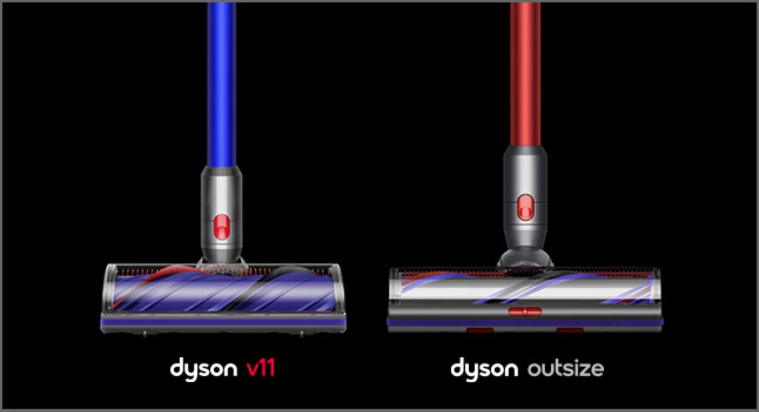 Dyson V11 vacuum bin size compared to the Dyson Outsize bin.
