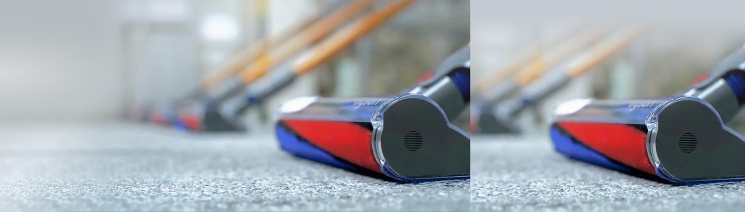 Close-up side view of the Digital Motorbar XL cleaner head and brush bar.