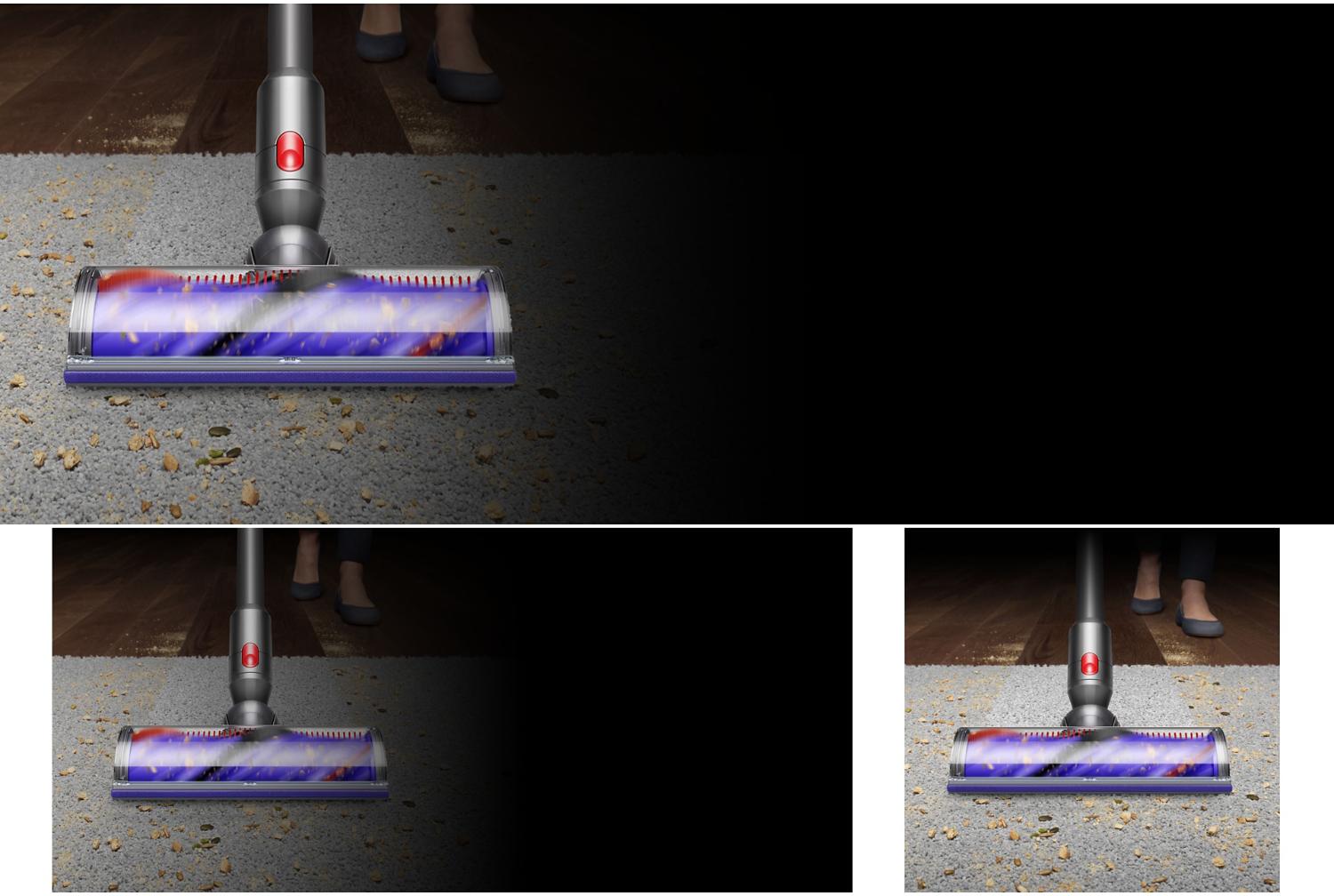 The Dyson Motorbar cleaner head cleans across hard and soft floors.