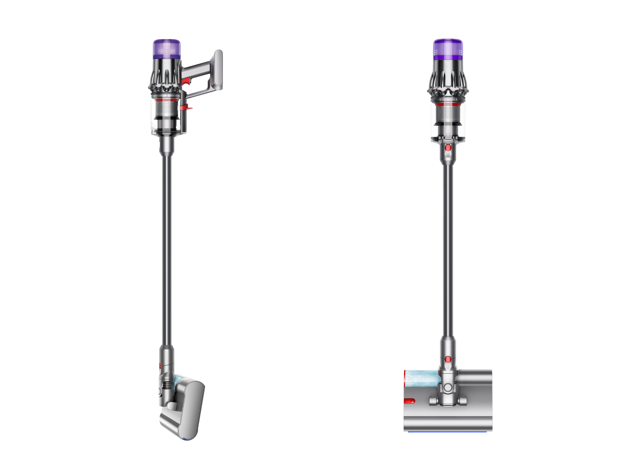 The Dyson V9 Submarine vacuum front and side view.