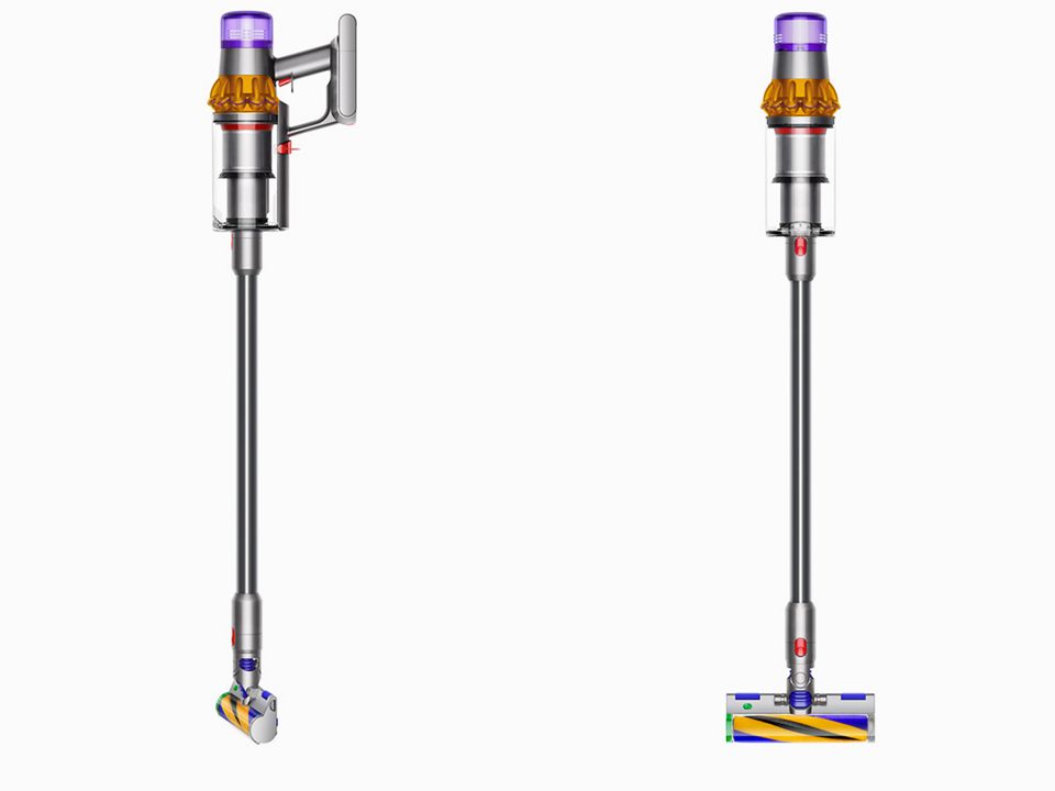  Dyson V15 cordless  vacuum side and front views