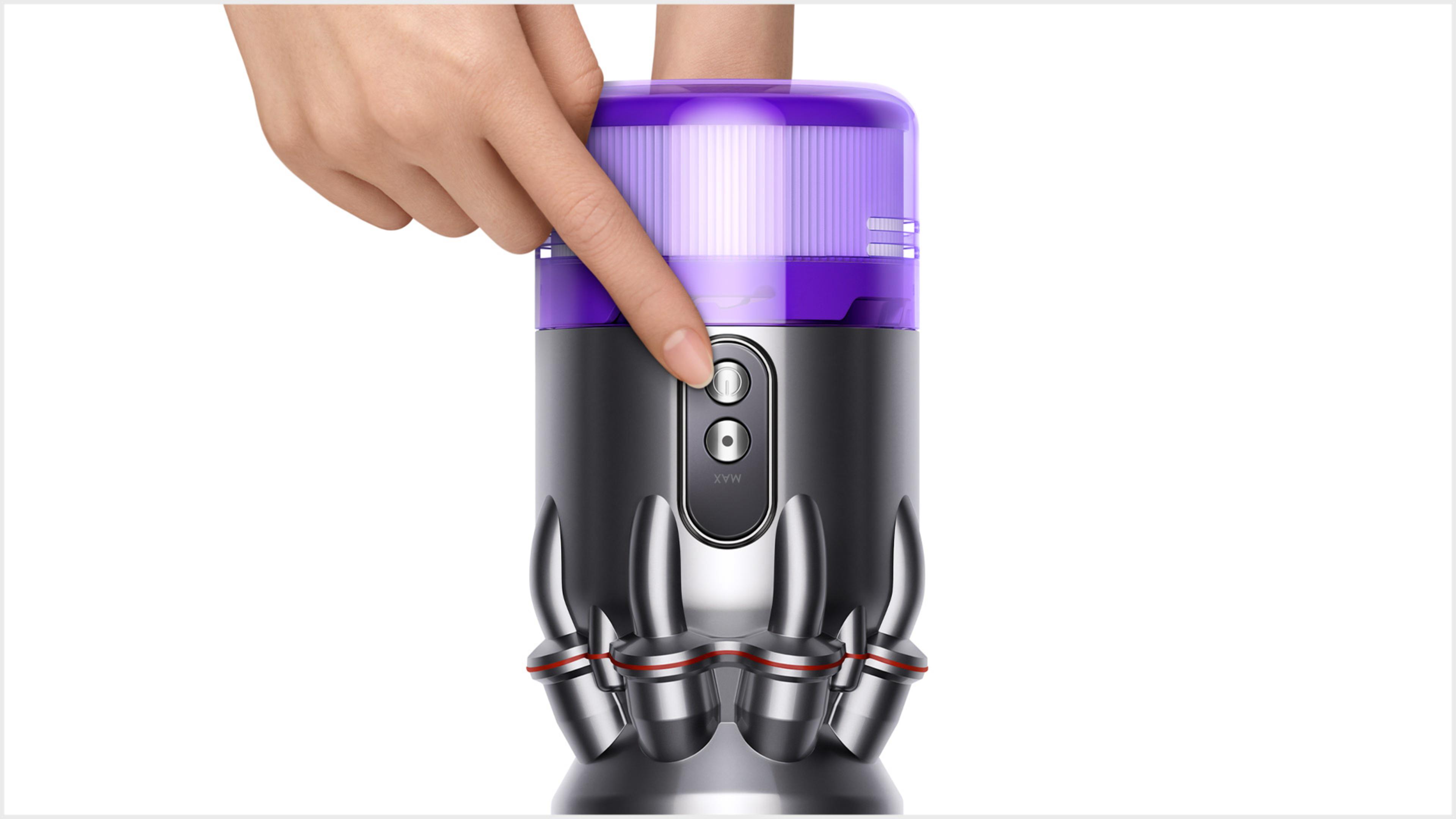 Close-up of Dyson Micro 1.5kg power buttons