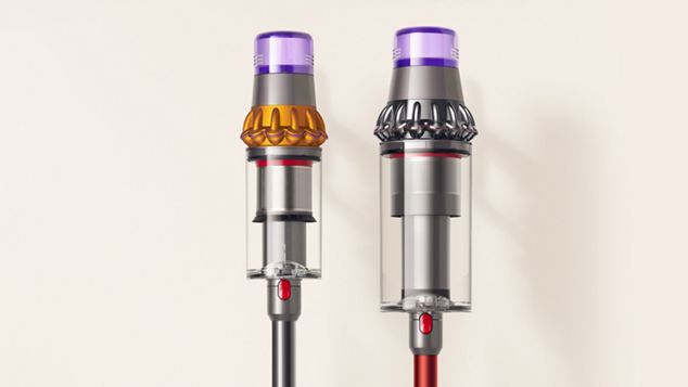 Die Staubbehälter des Dyson V15 Detect und des Dyson V15 Detect direkt nebeneinander