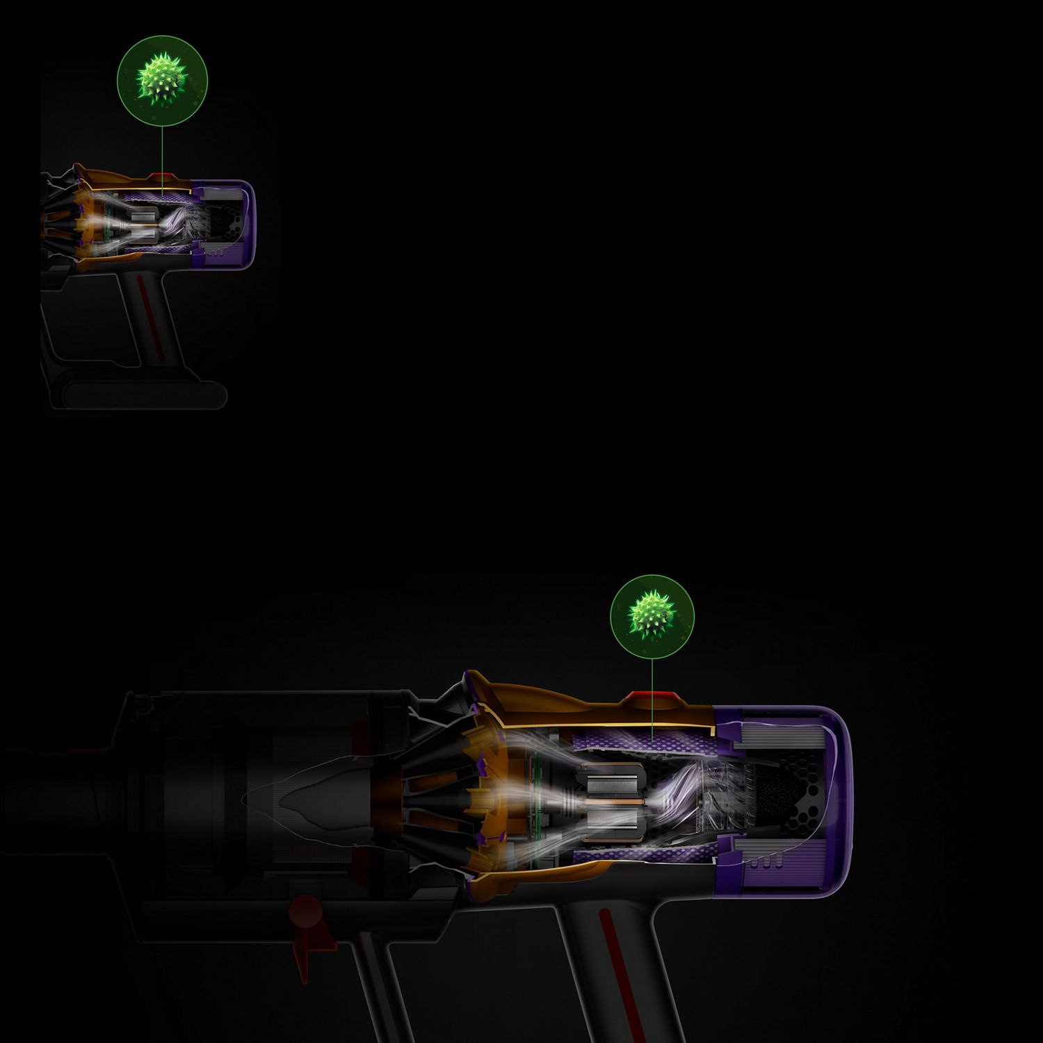 Cutaway of pre-motor filter